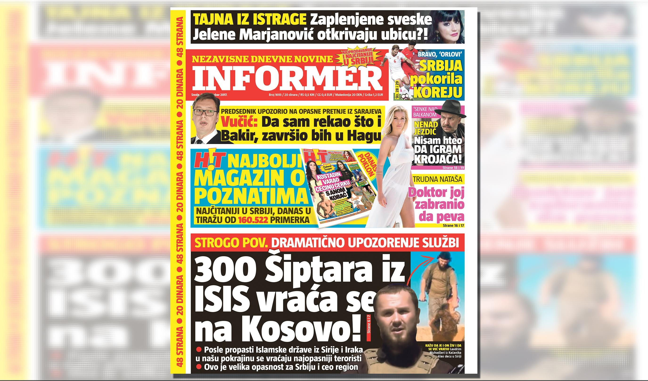 SAMO U DANAŠNJEM INFORMERU: DRAMATIČNO UPOZORENJE! 300 Šiptara iz ISIS se vraća na Kosovo!