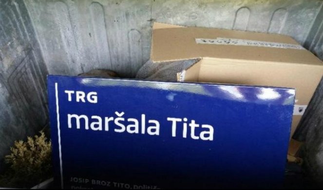 (FOTO) TITO ZAVRŠIO U KONTEJNERU! Desničari u Zagrebu skinuli ploči s Trga Maršala i bacili je u smeće!