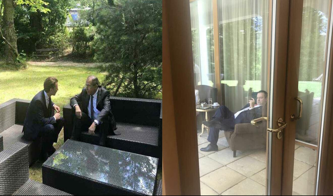 (FOTO) OEBS IZA KULISA! Zaharova otkrila šta POLITIČARI RADE kada se ZAVRŠE bitni SASTANCI! Lavrov neformalno s Kurcem, a Dačić s cigarom!