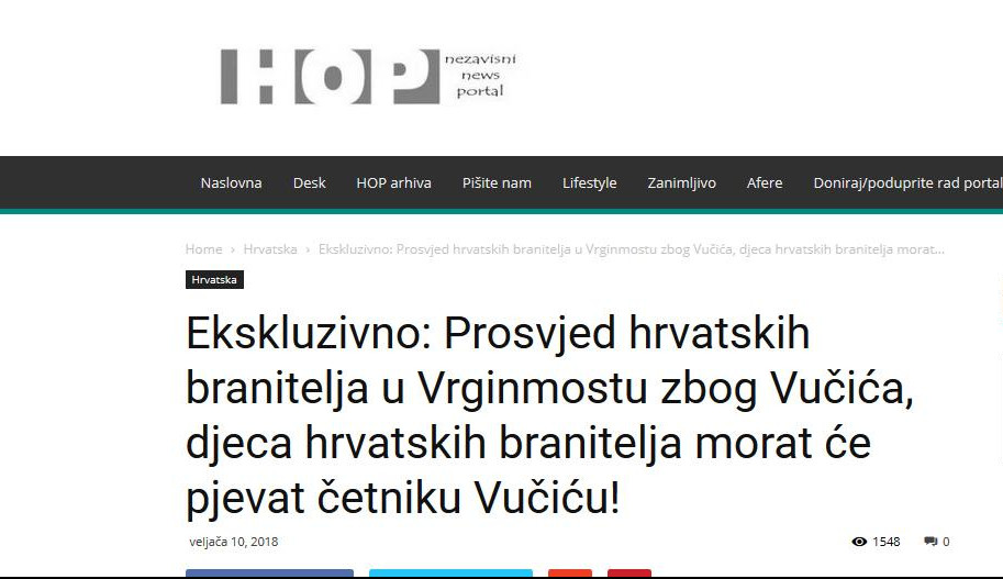 OPASNO! Ustaški ekstremisti Vučiću spremaju novu Srebrenicu u Vrginmostu?!