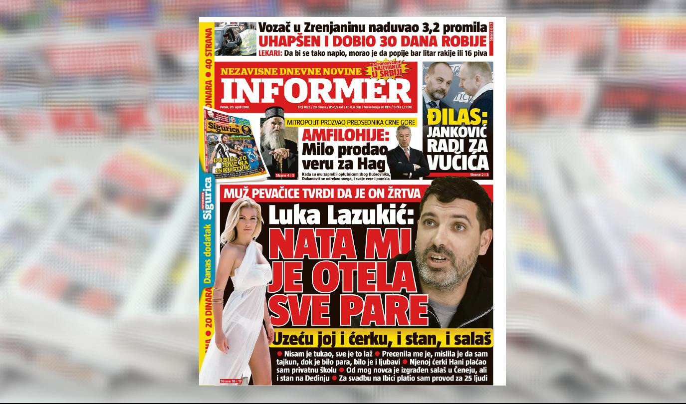 SAMO U INFORMERU! Luka Lazukić: NATA MI JE OTELA SVE PARE - uzeću joj i ćerku, i stan, i salaš!