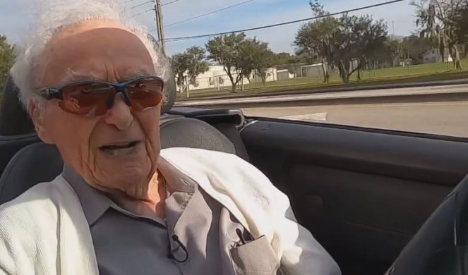 DEDA ZMAJ! On ima 107 godina, verenicu od 99, crveni mercedes kabriolet i ni ne pomišlja da ostavi volan (VIDEO)