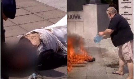 HOROR U VARŠAVI! Čovek (48) uzviknuo "U OVOJ ZEMLJI NEMA PRAVDE", pa se zapalio ispred Parlamenta, spasli ga policajci! (VIDEO)