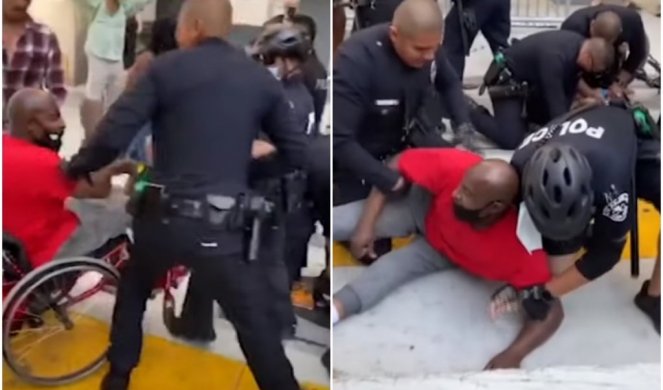 HOROR SNIMCI IZ LOS ANĐELESA! Policija izbacila Afroamerikanca iz invalidska kolica, usledilo brutalno hapšenje! (VIDEO)