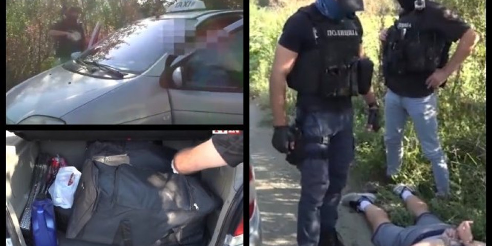 (VIDEO) ZAUSTAVILI TAKSI I SA UPERENIM PIŠTOLJIMA PRIŠLI VOZILU Dramatična akcija srpske policije, putnika odmah uhapsili, u vozilu našli ŠOK TOVAR