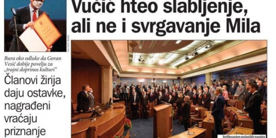 DOKAZ POTPUNOG LUDILA ĐILASOVE NOVINE! Kod njih Vučić jedan dan ruši Mila, a drugi dan radi protiv opozicije! SAD JE USLEDIO VRHUNAC! (FOTO)