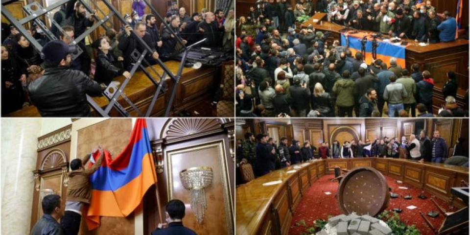 PUCNJI NA ULICAMA, RULJA UPALA U PARLAMENT I PRETUKLA PREDSEDNIKA! Haos u Jermeniji posle potpisivanja primirja u Nagorno Karabahu! (FOTO/VIDEO)
