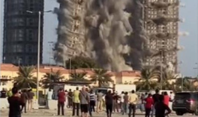 POLICIJA, HITNE SLUŽBE I 6 TONA EKSPLOZIVA! U Abu Dabiju 4 zgrade srušene za 10 sekundi! (VIDEO)