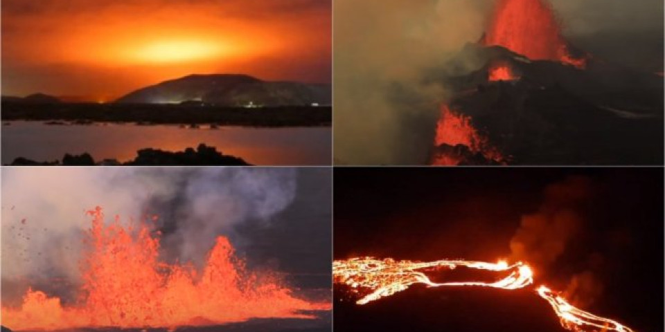 NEBO PAKLENO CRVENO, UŽARENO GROTLO BLJUJE VATRU! Zastrašujući snimci erupcije vulkana na Islandu! /FOTO, VIDEO/