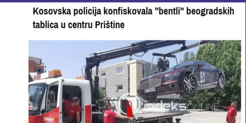 GRAČANICA, KOSOVO, SRBIJA! Takozvana kosovska policija u centru Prištine zaplenila BENTLI BEOGRADSKIH TABLICA jer je "provocirao na društvenim mrežama"!