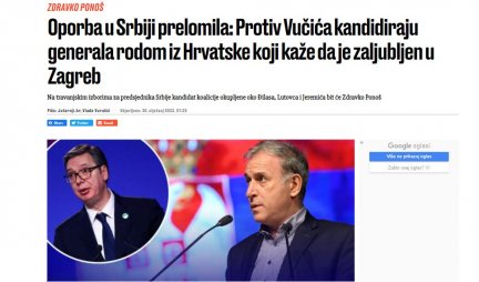 HRVATI SE RADUJU PONOŠU! Srpska opozicija protiv Vučića kandiduje generala koji je zaljubljen u Zagreb!
