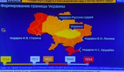 "OVO ŽUTO JE UKRAJINA, OSTALO SU POKLONI OD STALJINA, LENJINA, HRUŠČOVA..." Ruska držvna televizija objavila šok mapu u trenutku dok se Putin obraćao naciji! (FOTO)