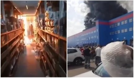 GORI "OZON", 11 POVREĐENIH! Veliki požar skladišta u Rusiji, u gašenju vatrene stihije učestvuju i helikopteri! (VIDEO)