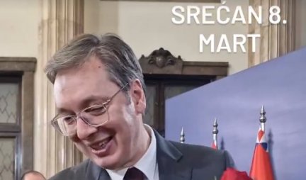 MALI ZNAK PAŽNJE ZA SVU ENERGIJU KOJU DAJU SVOJOJ ZEMLJI! Vučić podelio cveće ženama koje rade u Predsedništvu Srbije povodom 8. marta (VIDEO)