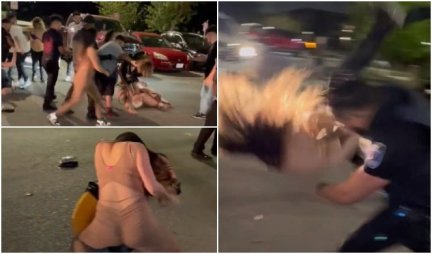 (VIDEO) OVAKO NEŠTO NISTE VIDELI! Masovna tuča ŽENA ispred noćnog kluba, izbacivač ZGRABIO jednu, pa je BRUTALNO otresao od pod!