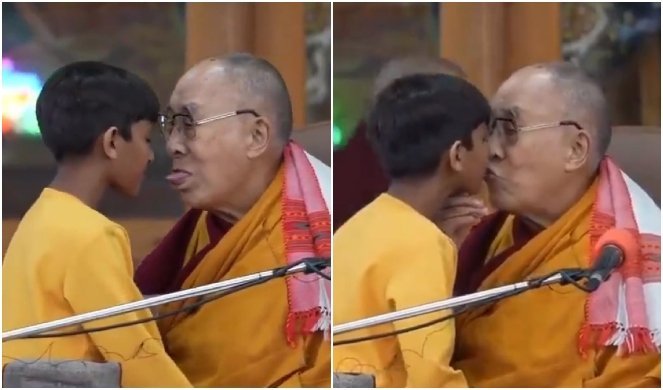 (VIDEO) DA SE ISPOVRAĆAŠ! Dalaj Lama ljubio DETE u usta pa zatražio nešto JOŠ ODVRATNIJE od njega! "Sisaj mi..."