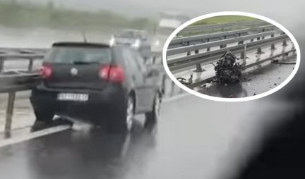 (VIDEO/FOTO) JEL' MU TO MOTOR ISPAO?! Saobraćajna nesreća na auto-putu kod Obrenovca