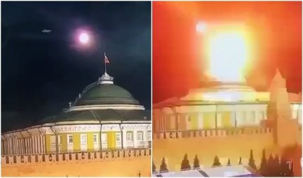 (VIDEO) ZASTRAŠUJUĆE! MOMENAT UDARA DRONA IZNAD KREMLJA! Eksplodirao odmah pored ruske zastave, Peskov se hitno oglasio!