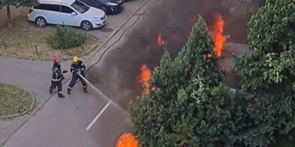 (VIDEO) Potpuno izgoreo automobil u Novom Sadu