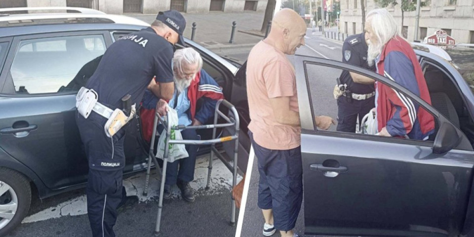 (FOTO) To je srpska policija! Bolestan čovek nije mogao da prođe zbog protesta, pripadnici MUP mu pomogli!