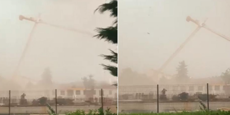 Unutra je bio čovek?! Jeziva scena u Zagrebu, oluja srušila kran, radnici teraju ljude, spasilačke ekipe na licu mesta! (VIDEO)