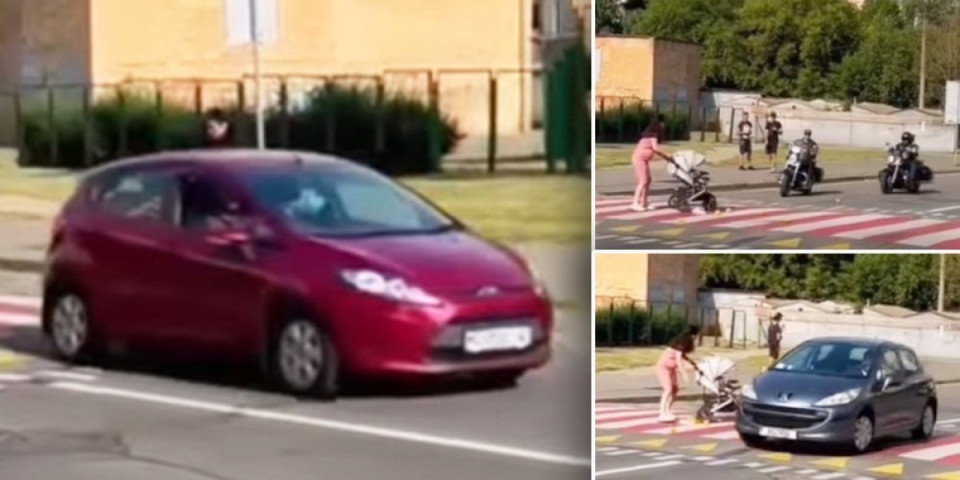 Jedan, pa drugi automobil! Majku sa bebom na pešačkom niko nije pustio da pređe - namučila se! (VIDEO)