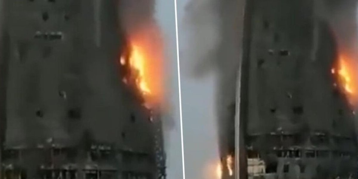 (VIDEO) Totalna eskalacija rata! Pogođen neboder naftne kompanije, plamen guta celu zgradu!