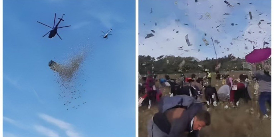 Bacio milion dolara iz helikoptera! Četiri hiljade ljudi je skupljalo novac, srećom nije bilo povređenih (VIDEO)