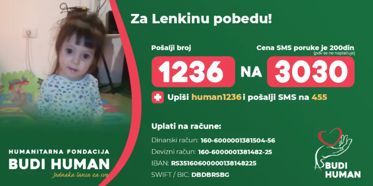 Za Lenkinu pobedu: Još 3.000 poruka je dele od neophodne terapije! Budi human!