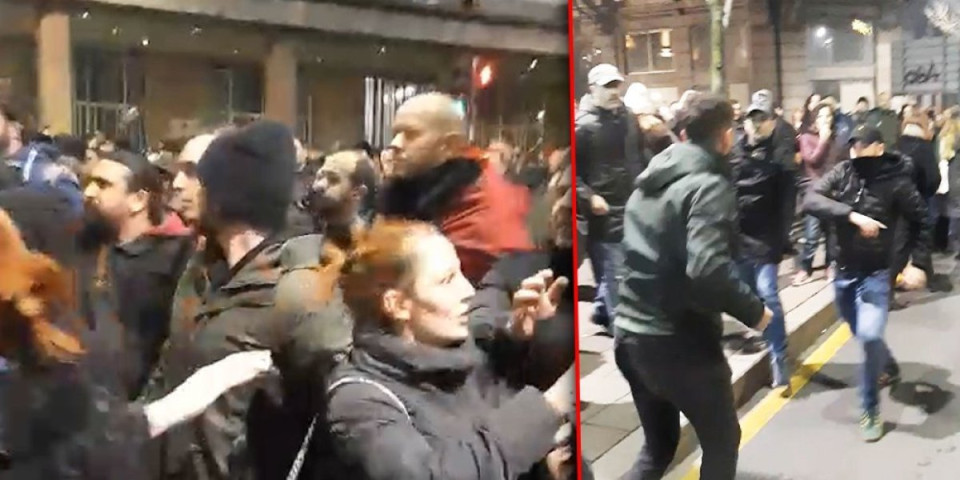 Šutirali se i pesničili između sebe! Snimak jezivog nasilja na protestu opozicije (VIDEO)