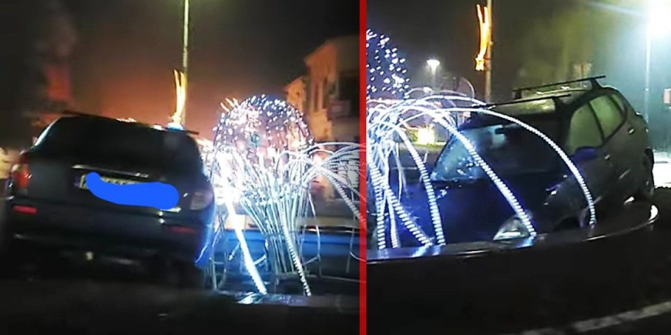 Automobil usred fontane! Jedinstven novogodišnji "ukras" u Kladovu šokirao prolaznike (FOTO, VIDEO)