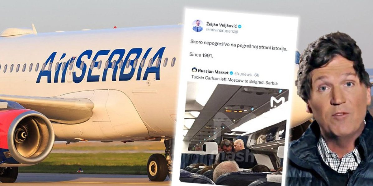 Tajkunski novinar u teškoj šizofreniiji: Srbija je morala da zabrani Karlsonu da leti Er Srbijom i avionima iz Rusije da sleću u Beograd!