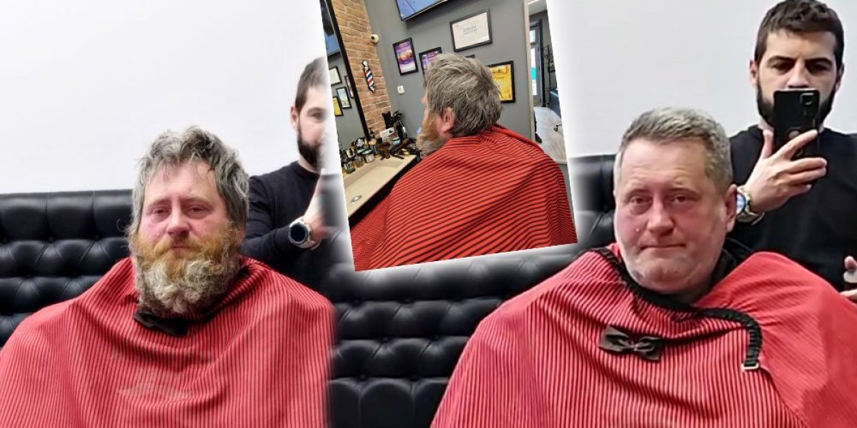 Beogradski frizer obrijao i ošišao beskućnika, promena je neverovatna! Filip u šoku zbog onog što se desilo pre toga (VIDEO)