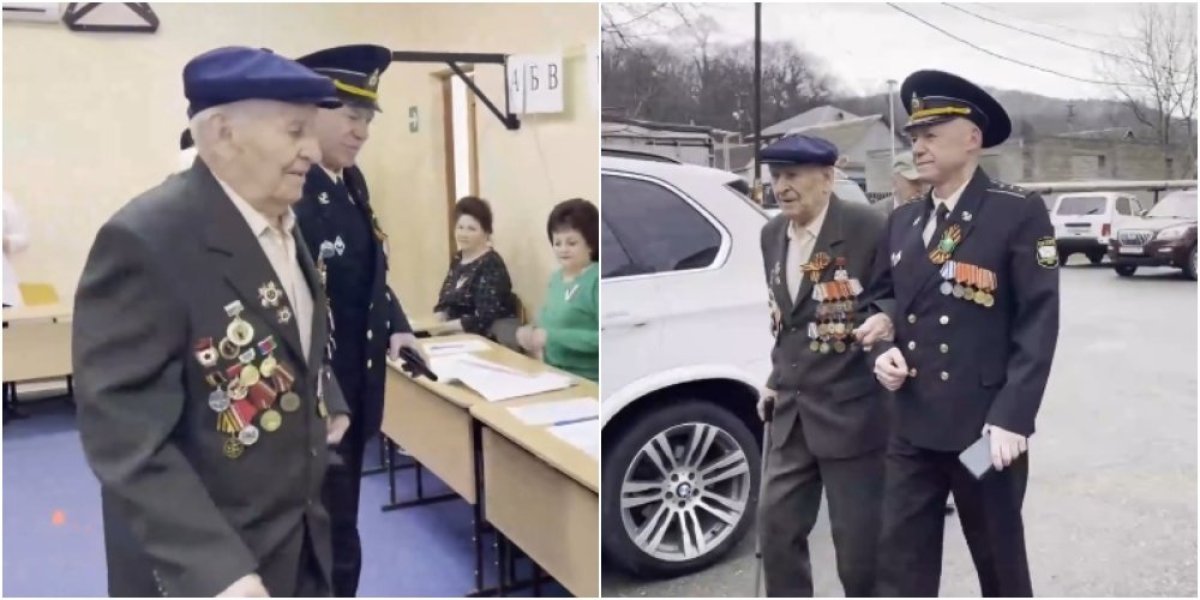 Glasao i deda od 103 godine! Ruski ratni veteran došao na biračko mesto i sve oduševio! (VIDEO)