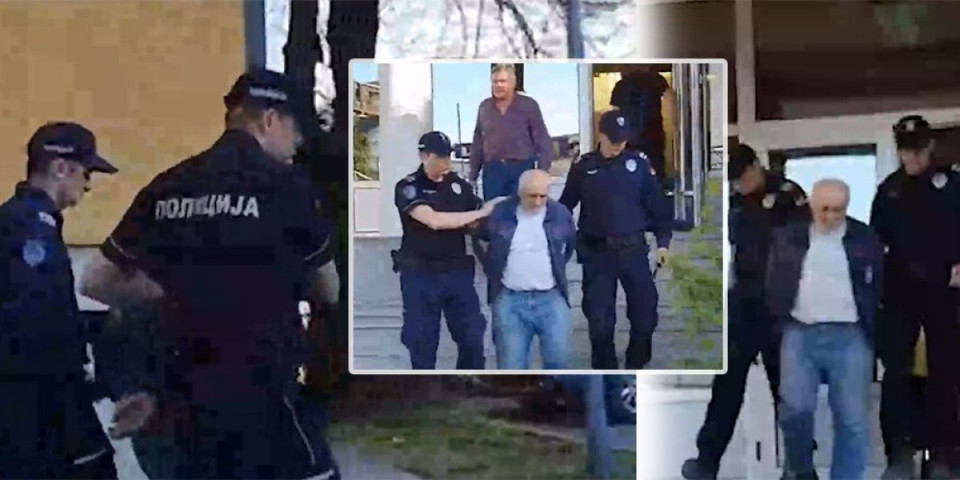 (VIDEO) Otac Dankinog ubice izbezumljen! Policajci mu stavili lisice i guraju ga u "maricu"