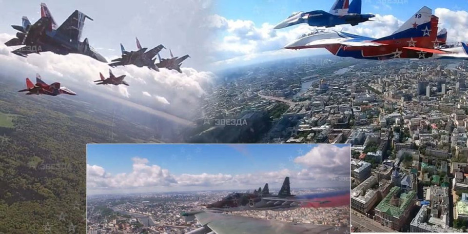 Grmelo nad Moskvom, pojavili su se snimci iz vazduha! Niko na nebu nema snagu kao "Ruski vitezovi" (VIDEO)