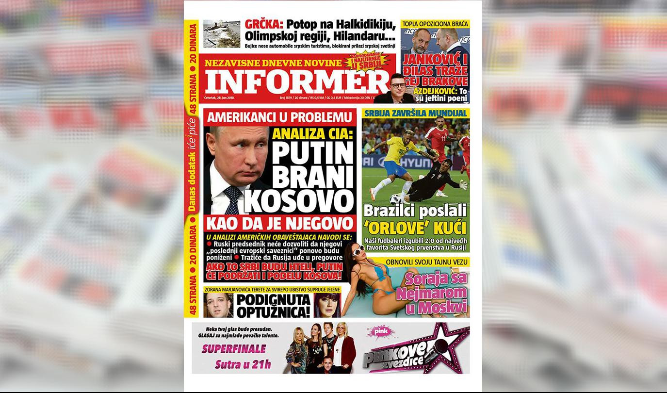 SAMO U INFORMERU! AMERIKANCI U PROBLEMU! ANALIZA CIA: PUTIN BRANI KOSOVO kao da je NJEGOVO!