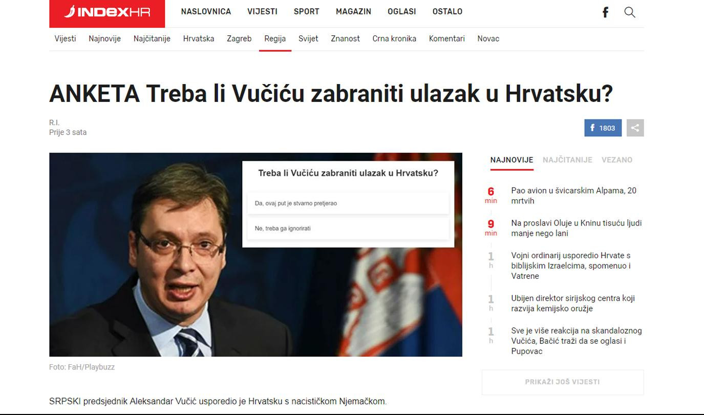 HRVATI HOĆE DA ZABRANE VUČIĆU ULAZAK U "LIJEPU NJIHOVU"! Histerišu i kukaju jer im je REKAO ISTINU U LICE!