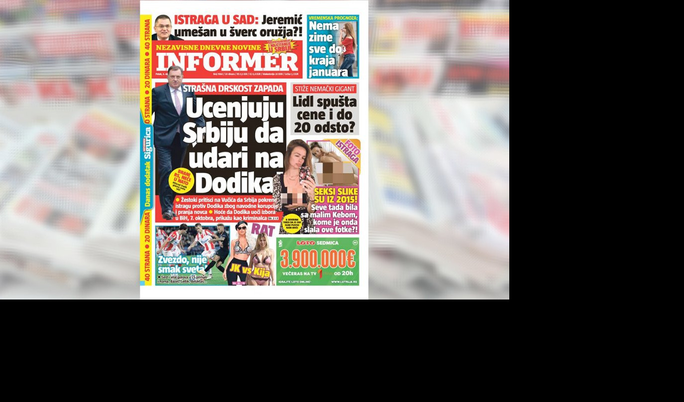 SAMO U INFORMERU! STRAŠNA DRSKOST ZAPADA! Ucenjuju Srbiju da udari na Dodika!