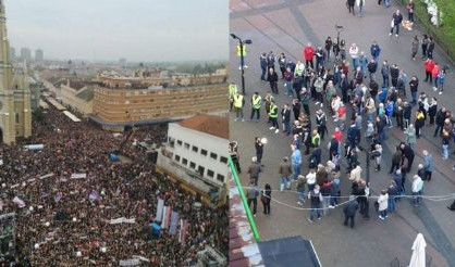 (FOTO) MOŽE SAMO DA SE OKRENE I ODE! Vučića u Novom Sadu dočekalo 38.000 ljudi, Đilasa u Obrenovcu 50!