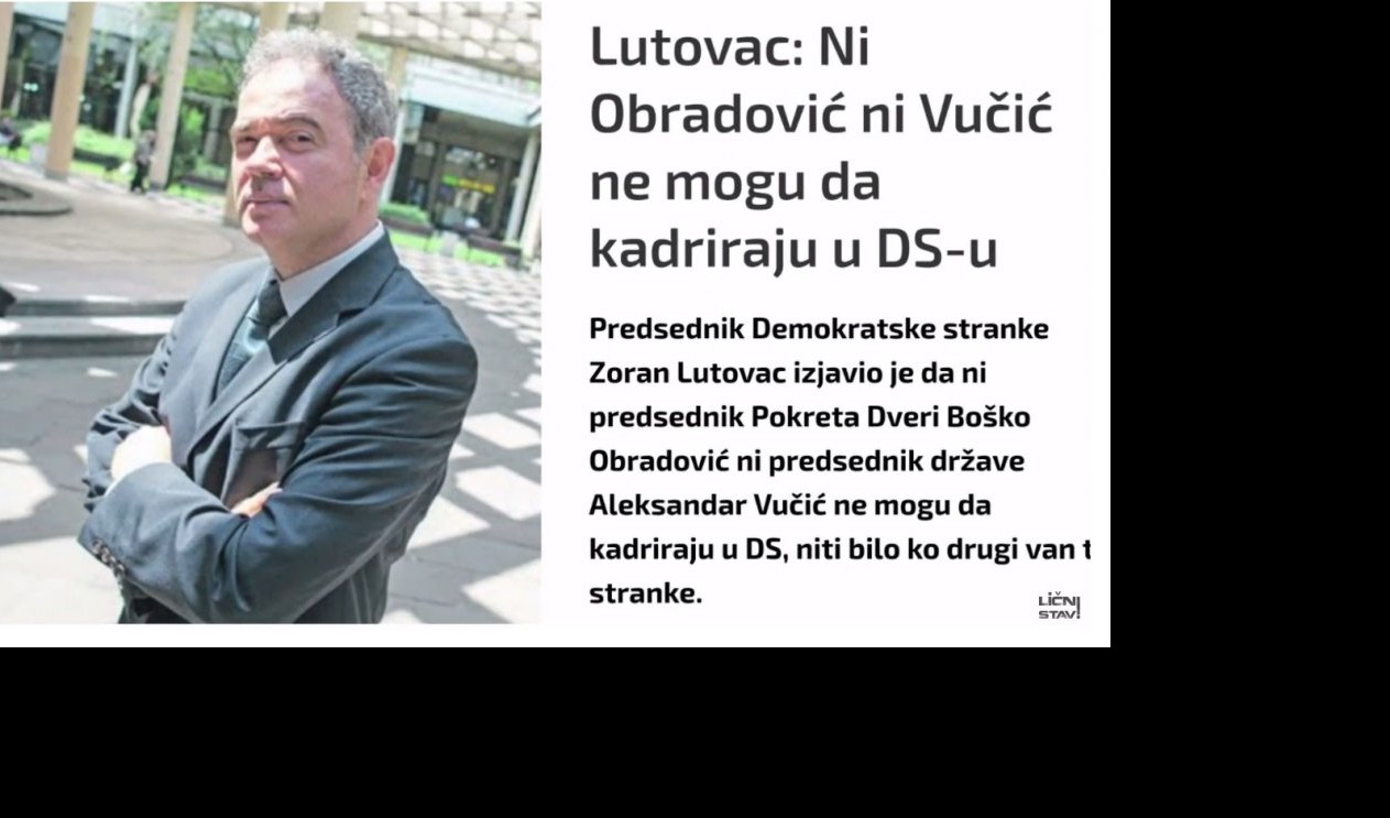 (VIDEO) LUTOVAC: Ni Obradović, ni Vučić ne mogu da kadriraju u DS... ALI ĐILAS MOŽE!