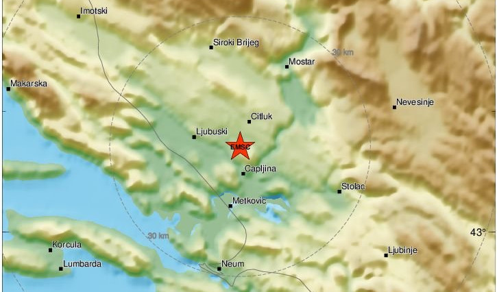 NOVI ZEMLJOTRES U BiH! Jak potres registrovan oko 10 sati u blizini Ljubuškog, tresla se i Dalmacija!