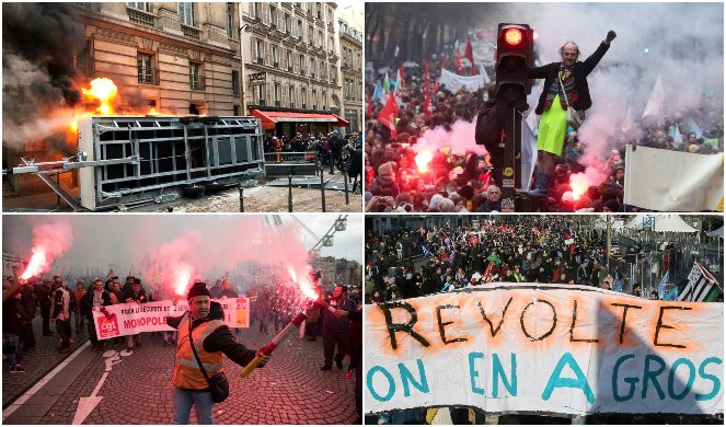 (VIDEO) POLA MILIONA LJUDI NA ULICAMA FRANCUSKE! Demonstracije širom zemlje! POLICIJA BACA SUZAVAC, ZAPALJENI AUTOMOBILI, ZATVORENA AJFELOVA KULA!