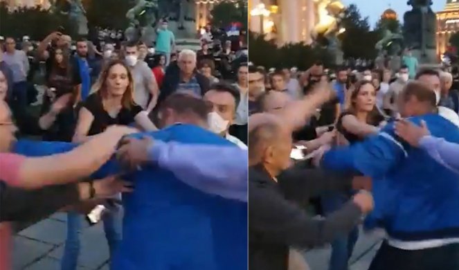 INFORMER SAZNAJE! Uhapšen muškarac koji je udario aktivistkinju DS na skupu ispred Skupštine (VIDEO)