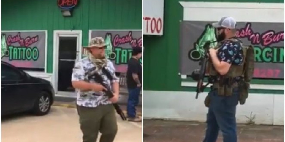 (FOTO/VIDEO) DIVLJI ZAPAD, ALI BUKVALNO! Teksašani naoružani do zuba otvorili radnju uprkos zabrani: Samo neka neko proba da nam zabrani!