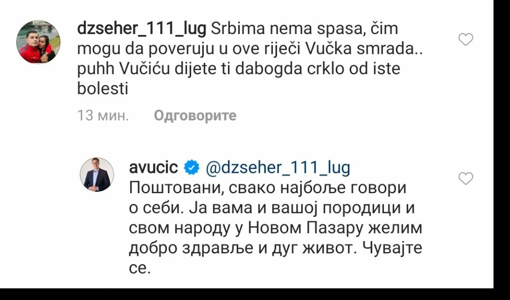 SAZNAJEMO! Čovek koji je na Instagramu poželeo smrt Vučićevom detetu je sin bliskog prijatelja Sulejmana Ugljanina
