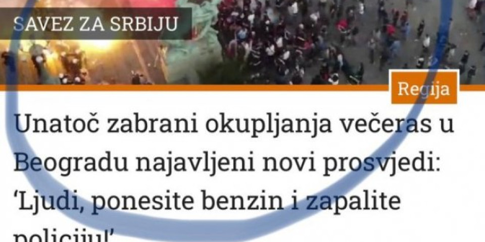 SKANDAL! USTAŠKI SAJT U IME ĐILASOVOG SAVEZA POZIVA NA PALJENJE SRPSKE POLICIJE BENZINOM!