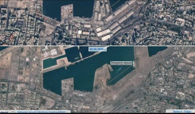 NEVEROVATAN PRIZOR! "Roskosmos" objavio satelitske fotografije iz Bejruta pre i posle eksplozije (FOTO)