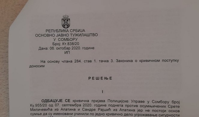 TUŽILAŠTVO ODBACILO KRIVIČNU PRIJAVU PROTIV APATINSKOG UGOSTITELJA ZBOG SUKOBA SA PREDSEDNICOM OPŠTINE!