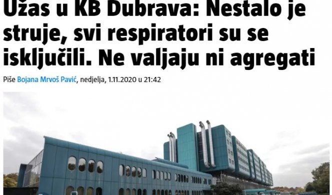 NESTALO STRUJE, POGASILI SE RESPIRATORI, A AGREGATI NE VALJAJU! Pacijente ručno održavali u životu! KOLAPS U HRVATSKOJ!